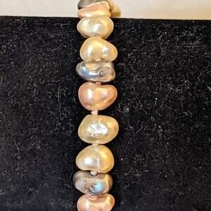 Vintage Signed Les Bernard Multi-Color Cream, Pink, and Lavender Pearl Bracelet